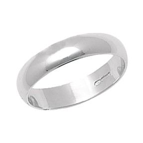 Platinum D Shape Wedding Ring 4MM