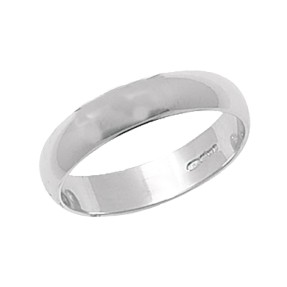 Platinum D Shape Wedding Ring 4MM