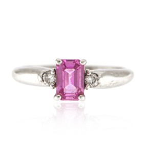18ct White Gold Diamond and Pink Sapphire Ring
