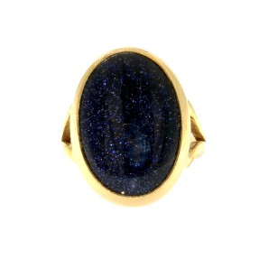 22ct Real Gold Asian/Indian/Pakistani Style Handmade Blue Goldstone Ring