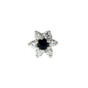 18ct Gold Diamond & Sapphire Flower Nose Pin
