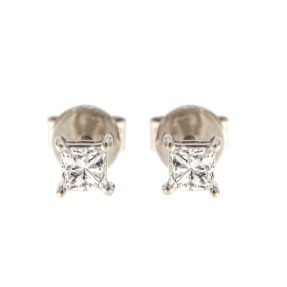 18ct White Gold Princess Cut 0.50ct Diamond Stud Earrings