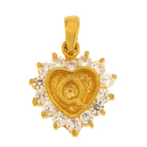 22ct Real Gold Asian/Indian/Pakistani Style 'Q' Heart Pendant