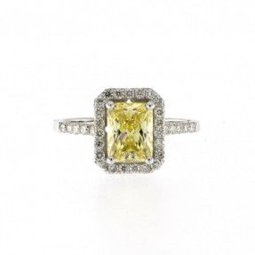 14ct White Gold 0.53ct Diamond & Yellow Citrine Ring