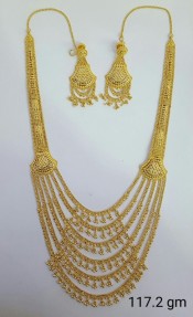 22ct Real Gold Asian/Indian/Pakistani Style Filigree Rani Haar-Necklace Set