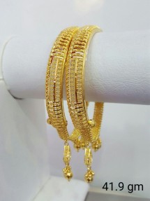 22ct Real Gold Asian/Indian/Pakistani Style Half Bangle Half Bracelet (Pair)