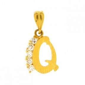 22ct Real Gold Asian/Indian/Pakistani Style 'Q' Pendant