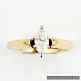 14ct Marquise Cut Diamond Engagement Ring