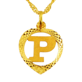 22ct Real Gold Asian/Indian/Pakistani Style 'P' Heart Pendant