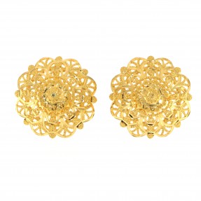 22ct Real Gold Asian/Indian/Pakistani Style Flower Stud Earrings