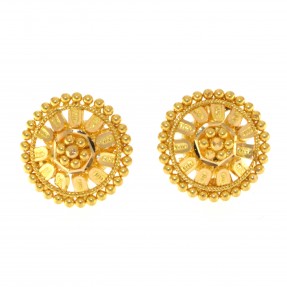 22ct Real Gold Asian/Indian/Pakistani Style Filigree Flower Stud Earrings