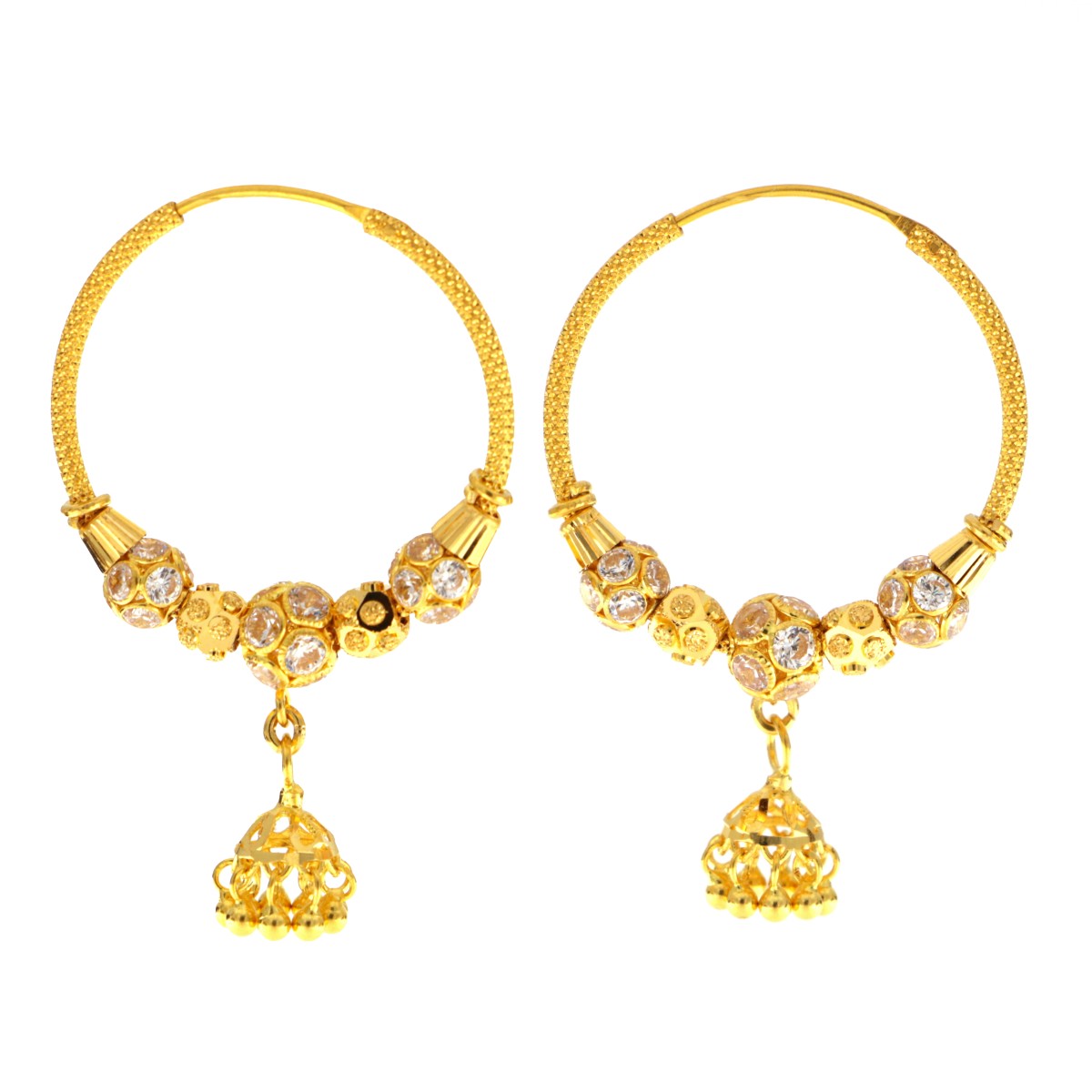 22carat Gold Medium Hoop Jhumkay Earrings
