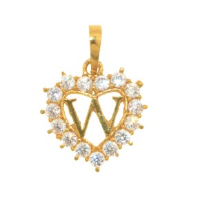 22ct Gold Heart 'W' Pendant