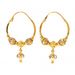 22ct Gold Small Hoop Jhumkay Earrings