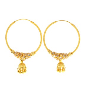 22carat Gold Large Hoop Jhumkay Earrings