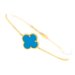 22carat Gold Blue Clover Leaf Bracelet | 2.68g
