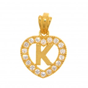 22ct Gold Heart 'K' Pendant