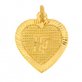 22ct Gold Heart 'F' Pendant