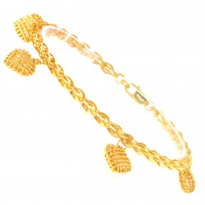 22ct Gold Heart Charm Bracelet