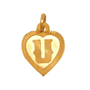 22ct Gold Heart 'U' Pendant