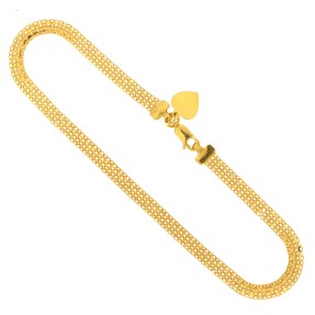 22ct Gold Heart Charm Anklet (Single)