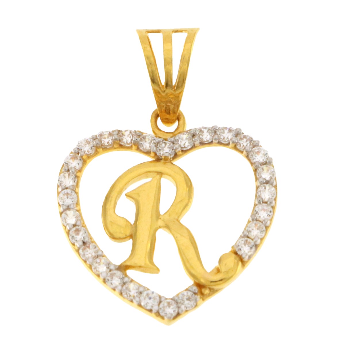 22ct Gold Heart R Pendant
