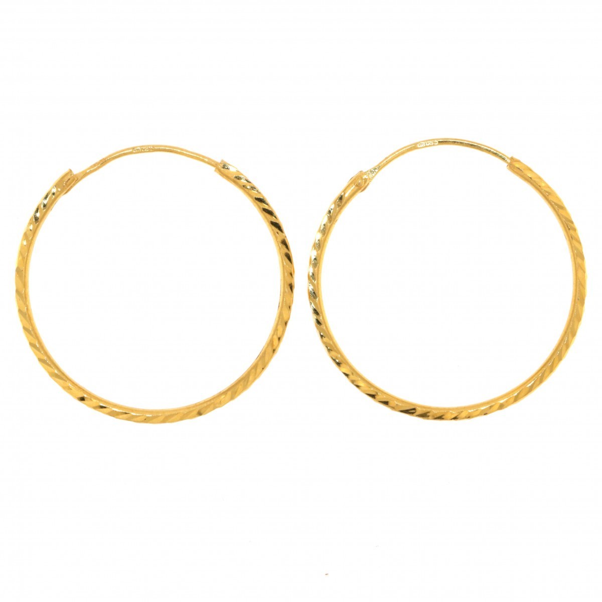 22ct Gold Medium Plain Hoop Earrings