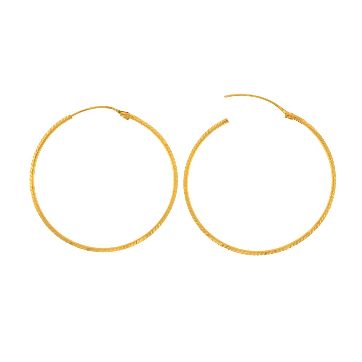 22ct Gold Large Plain Hoop Earrings