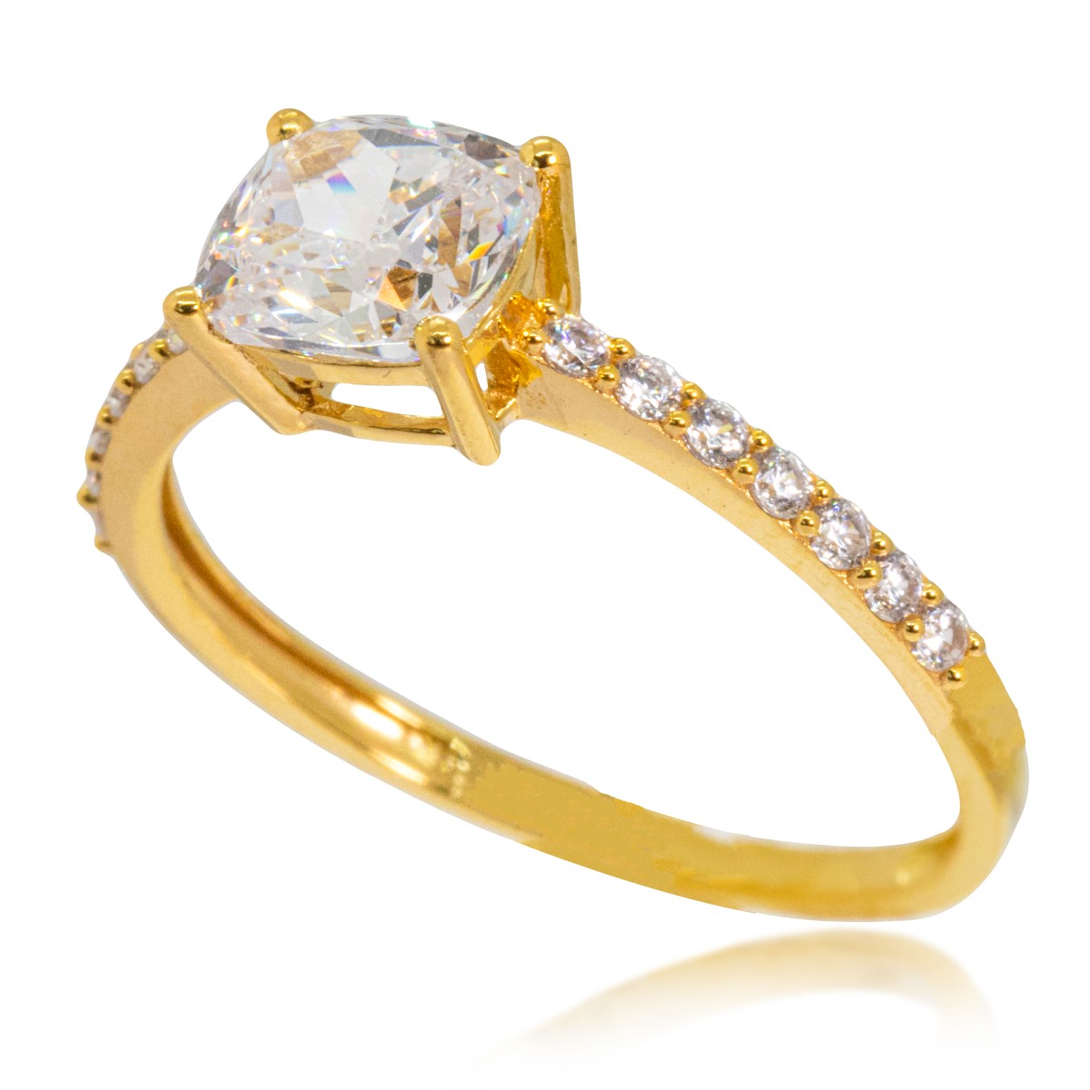 22ct Gold Pave Cushion Cut Ring