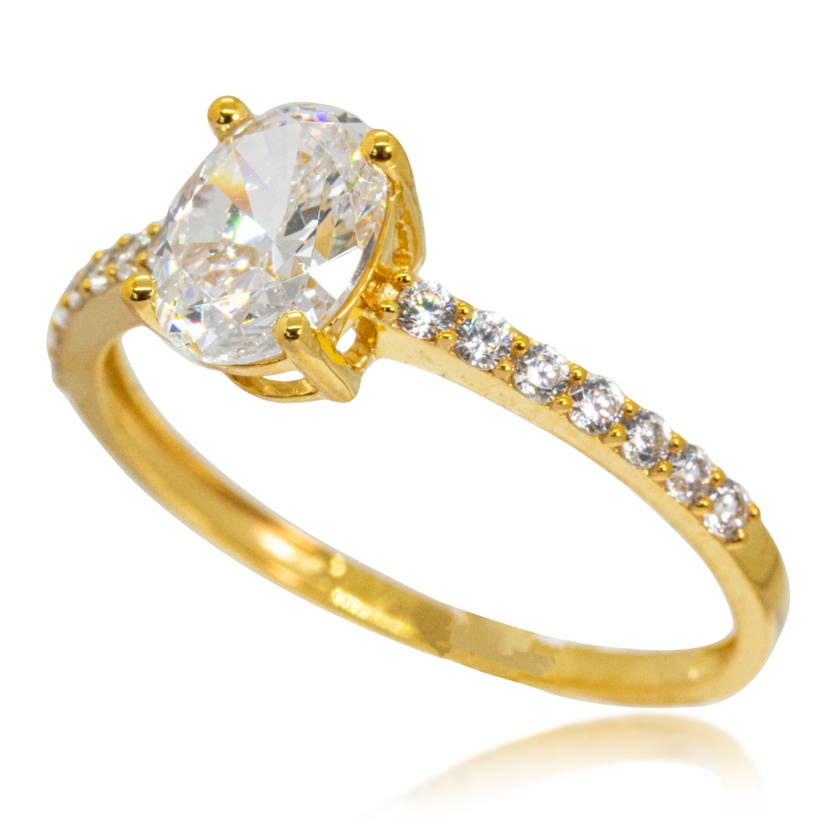 22ct Gold Pave Oval Cut Ring