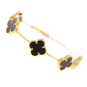 22ct Gold Black Clover Leaf Bracelet | 9.71g