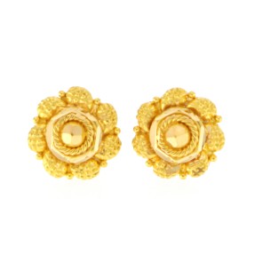 22ct Gold Filigree Stud Earrings | 7mm