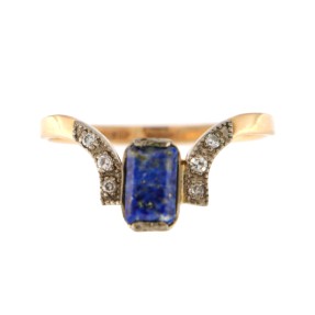 18ct Gold Diamond & Lapis Lazuli Ring