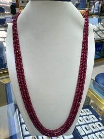 3 Strings Real Ruby Beads Mala-Necklace