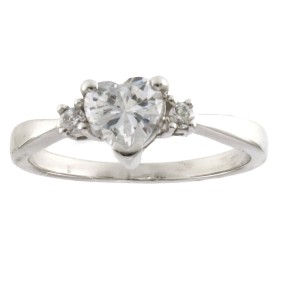 925 Sterling Silver Heart CZ Ring