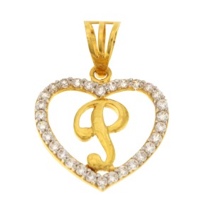 22ct Gold Heart P Pendant