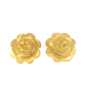 22ct Gold Flower Stud Earrings | 8mm