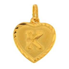 22ct Gold Heart 'K' Pendant | 1.13g