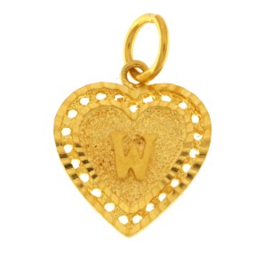 22ct Gold Heart 'W' Pendant | 2.43g