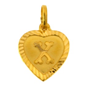 22ct Gold Heart 'X' Pendant | 1.25g