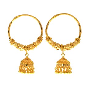 22ct Gold Medium Hoop Jhumkay Earrings | 11.44g