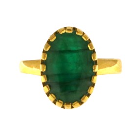 22ct Gold Real Emerald Ring | Size L