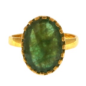 22ct Gold Real Emerald Ring | Size M