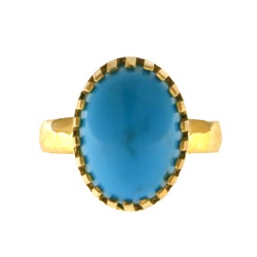 22ct Gold Real Turquoise Ring | Size Q