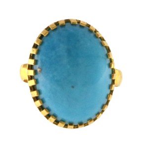 22ct Gold Real Turquoise Ring | Size U