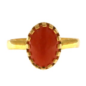 22ct Gold Coral Ring | Size J