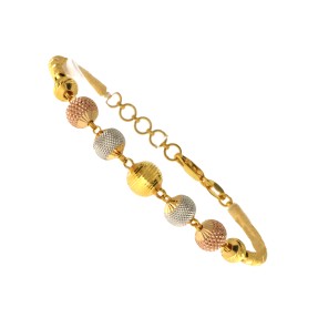 22ct Three Colour Gold Bead Bracelet | 7.25 Inches