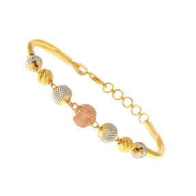 22ct Three Colour Gold Bead Bracelet | 9.85g