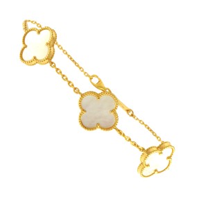 22ct Gold White Clover Leaf Bracelet | 14.78mm