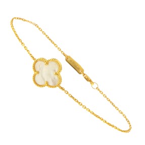 22ct Gold White Clover Leaf Bracelet | 14.63mm